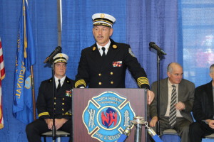 Chief Montagne addresses the promoted officers